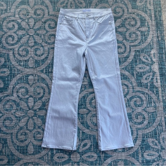 Ann Taylor Loft Coated High Rise Straight Jeans in Silver Metallic - Picture 3 of 10